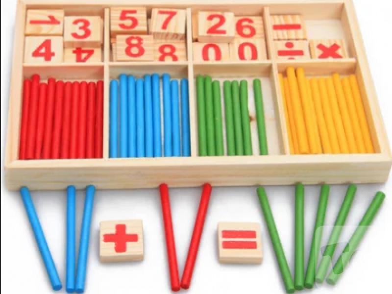 Counting Stick Calculation Math Educational Toy, Wooden Number Cards and Counting Rods Box