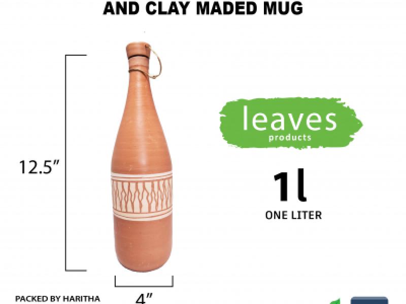 Long Necked Clay Bottle with Cork - Natural Water Cooler