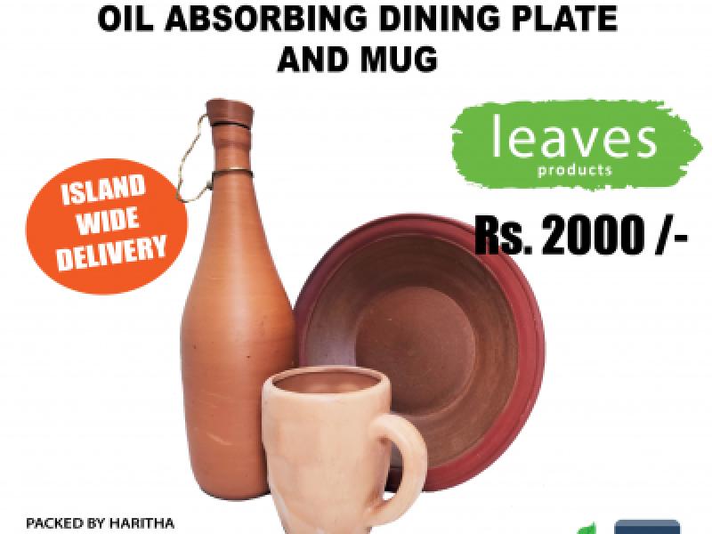 Clay bottle, Mug and Plate - Long Necked Clay Bottle, Mug and Plate