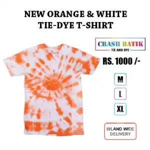 New Orange and white Tie-Dye T-Shirt Online in Sri Lanka