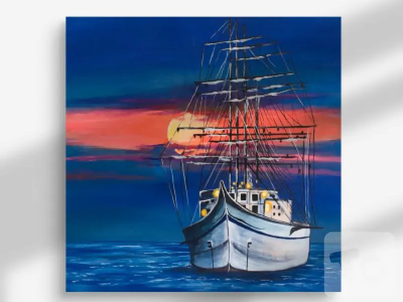 A Sailing Ship in Evening Sky Fabric canvas draw painting