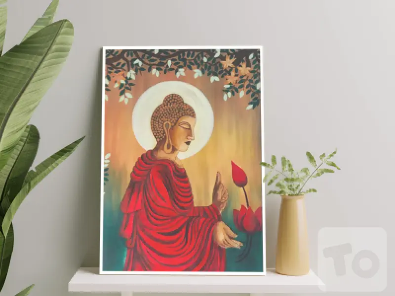 Gautam Buddha Wall Art - Canvas Drew Buddha Wall Art Painting