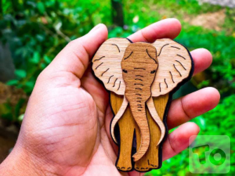 Fridge Magnet - Asian and African Elephants Handcraft Designed Surface Magnet Art