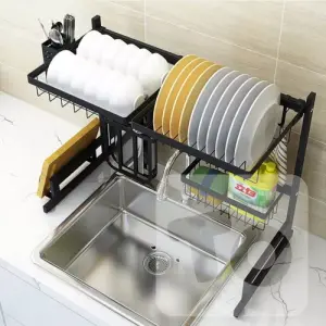 Dish Drying Rack Kitchen Stainless Steel Over The Sink Shelf Storage 65cm